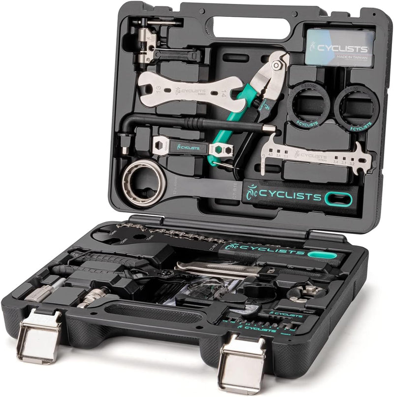 cyclists Bicycle Repair Kit, Portable Bicycle Tool Box Bicycle Tool Set for Bicycle Tyre Chain Assembly Repairs Bike Tool Set with Carry Case