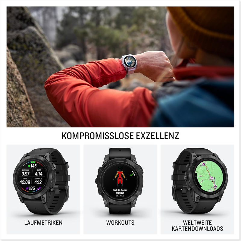 Garmin EPIX PRO 51mm – GPS-Multisport-Smartwatch mit brillantem 1,4“ AMOLED-Display und Touch-/Tastenbedienung. TOPO-Karten, 60 Sport-Apps, GarminMusic, GarminPay, bis zu 31 Tage Akkulaufzeit